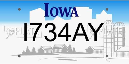 I734AY Iowa License Plate