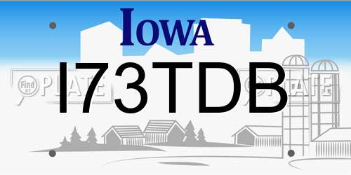 I73TDB Iowa License Plate