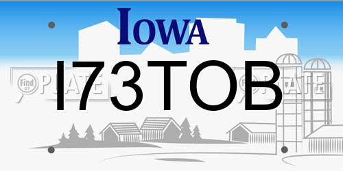 I73TOB Iowa License Plate