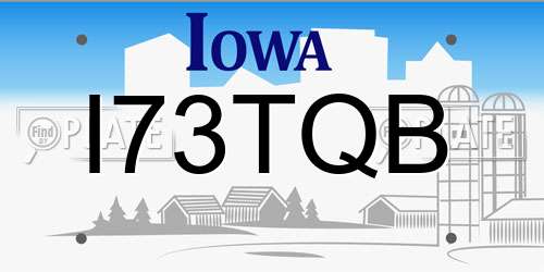 I73TQB Iowa License Plate