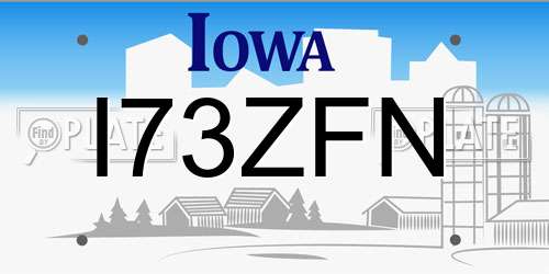 I73ZFN Iowa License Plate