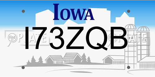 I73ZQB Iowa License Plate