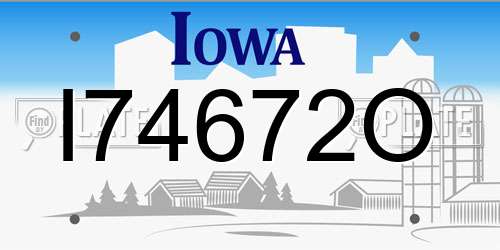 I74672O Iowa License Plate
