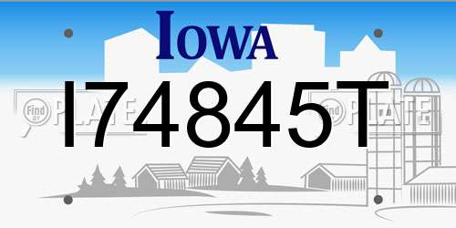 I74845T Iowa License Plate