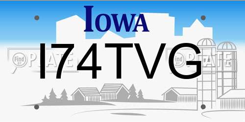 I74TVG Iowa License Plate