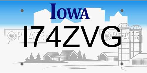 I74ZVG Iowa License Plate