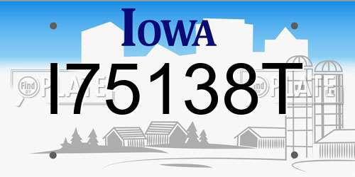 I75138T Iowa License Plate