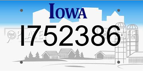 I752386 Iowa License Plate