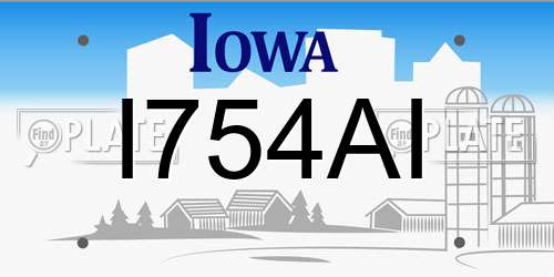 I754AI Iowa License Plate