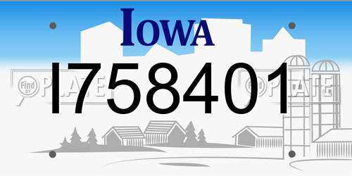 I758401 Iowa License Plate