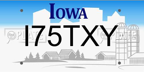 I75TXY Iowa License Plate