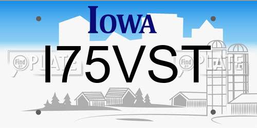 I75VST Iowa License Plate
