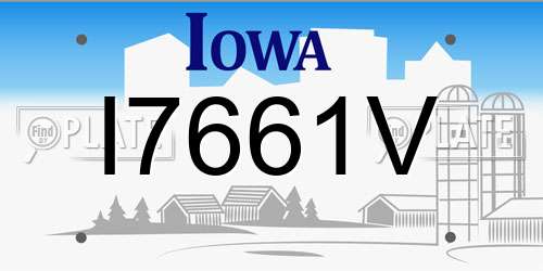 I7661V Iowa License Plate