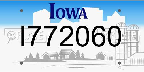 I772060 Iowa License Plate