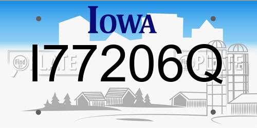 I77206Q Iowa License Plate
