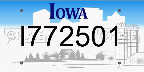I772501 Iowa License Plate