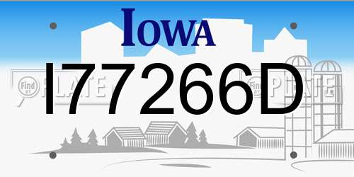 I77266D Iowa License Plate