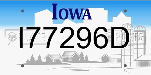 I77296D Iowa License Plate