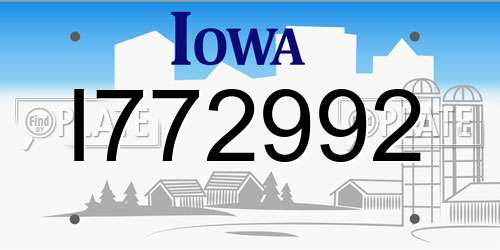I772992 Iowa License Plate