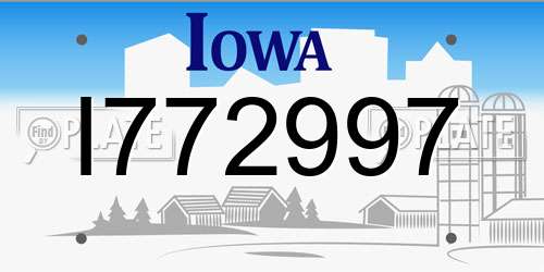 I772997 Iowa License Plate