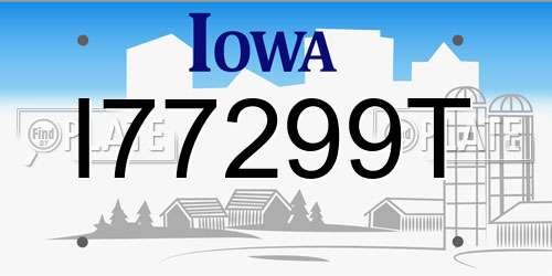 I77299T Iowa License Plate