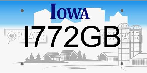 I772GB Iowa License Plate