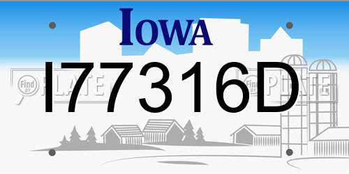 I77316D Iowa License Plate