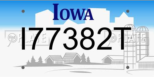 I77382T Iowa License Plate