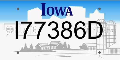 I77386D Iowa License Plate