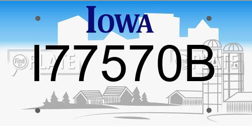 I77570B Iowa License Plate