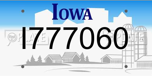 I777060 Iowa License Plate