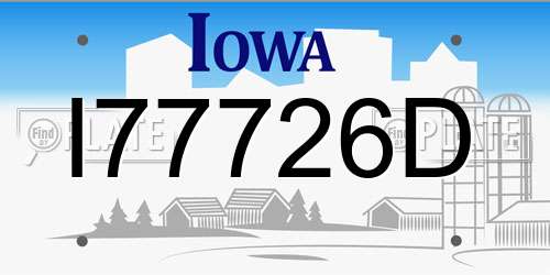 I77726D Iowa License Plate