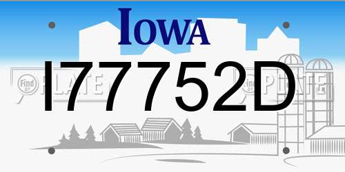 I77752D Iowa License Plate
