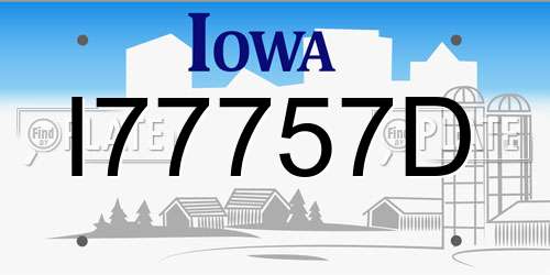 I77757D Iowa License Plate