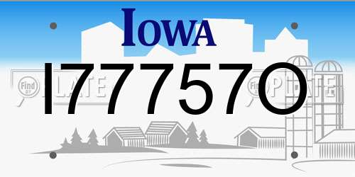 I77757O Iowa License Plate