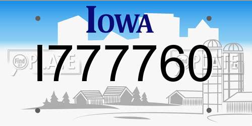 I777760 Iowa License Plate