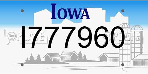 I777960 Iowa License Plate