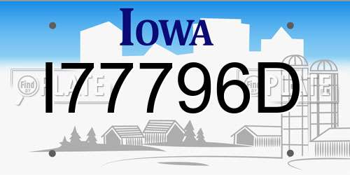 I77796D Iowa License Plate