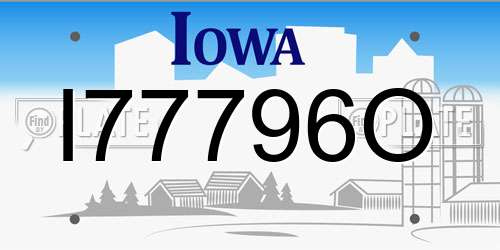 I77796O Iowa License Plate