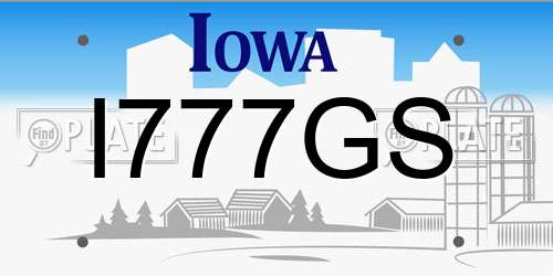 I777GS Iowa License Plate