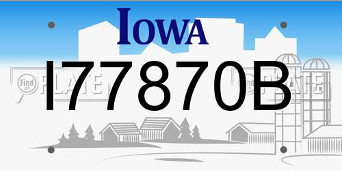 I77870B Iowa License Plate