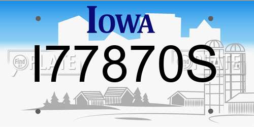 I77870S Iowa License Plate
