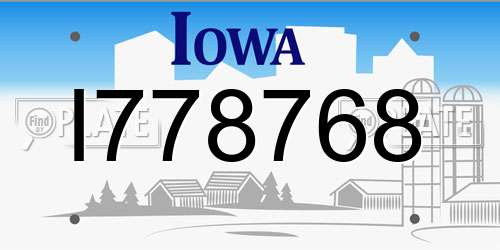 I778768 Iowa License Plate