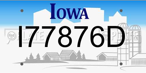I77876D Iowa License Plate