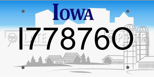I77876O Iowa License Plate
