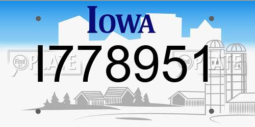 I778951 Iowa License Plate