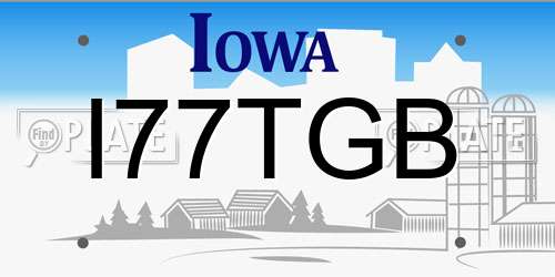 I77TGB Iowa License Plate
