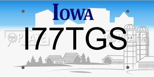 I77TGS Iowa License Plate