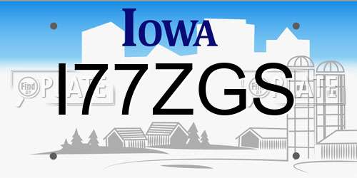 I77ZGS Iowa License Plate