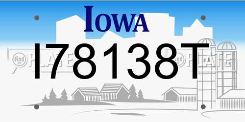 I78138T Iowa License Plate